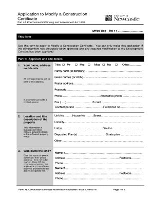 Fillable Online Newcastle Nsw Gov Application To Modify A Construction