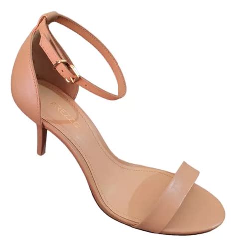 Sandália Feminina Salto Fino Couro Arezzo Nude A Frete grátis