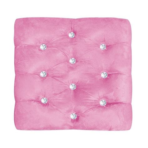 Kit 02 Puff Decorativo Madri Capitonê Suede Rosa Bebê Strass D