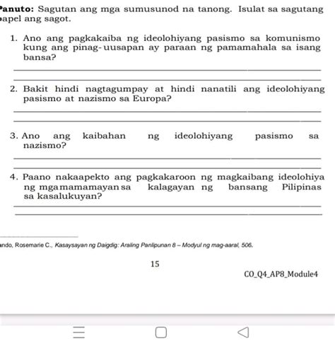 Panuto Sagutan Ang Mga Sumusunod Na Tanong StudyX