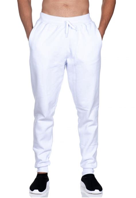 Cal A Moletom Masculina Jogger Slim Fit Academia Club Branco