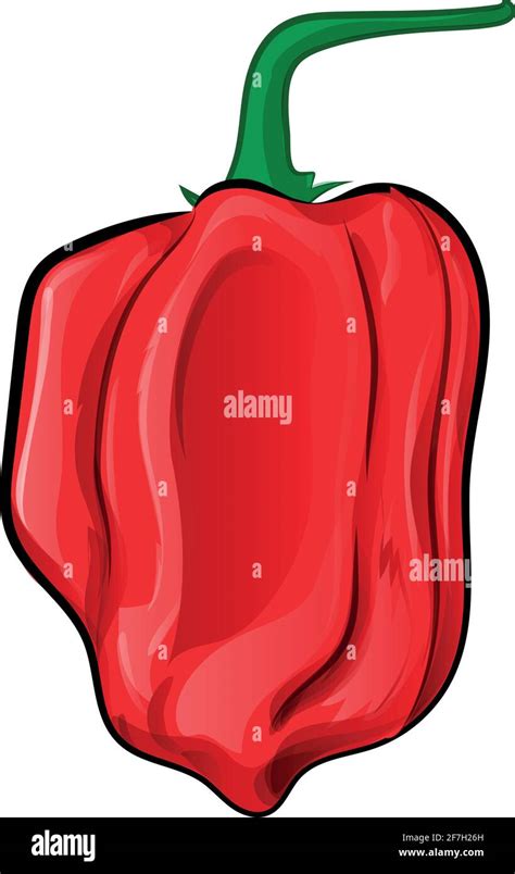 Red Habanero Clip Art Cartoon Vetcor Illustration Isolated On White