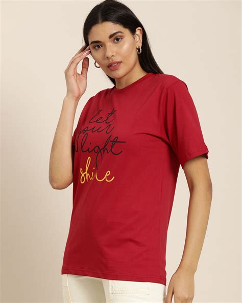 Buy Women S Red Typography Oversized T Shirt Online At Bewakoof