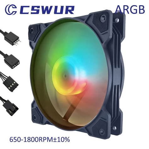 Вентилятор 120 мм с подсветкой ARGB 5V 3PIN, для охлаждения компьютера ...