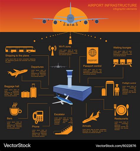 Airport Air Travel Infographic With Design Vector Image