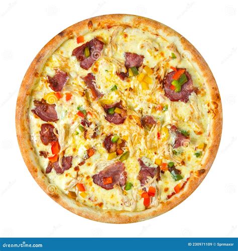 Pizza Fresca Isolada Diferentes Coberturas Imagem De Stock Imagem