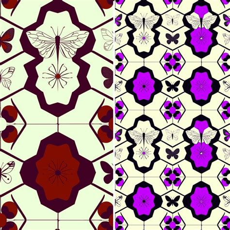 Premium Psd A Set Of Different Patterns With Butterflies And Flowers