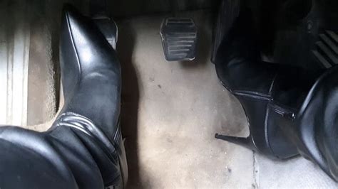 Driving And Pedal Pumping In High Heel Guess Leather Boots Youtube