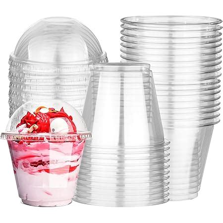 Amazon Pack Oz Plastic Cups With Dome Lids And Sporks Dessert