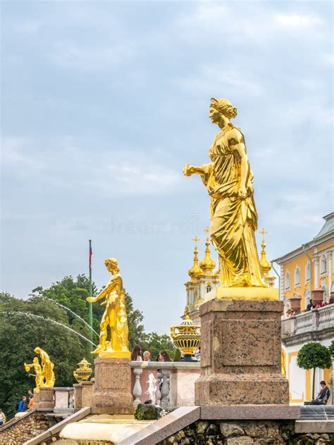 Fountains In Garden Of Peterhof Palace Russia Editorial Photography