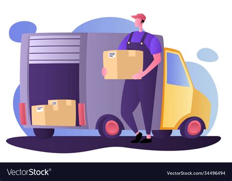 Courier Parcel Background Delivery Service Van Vector Image