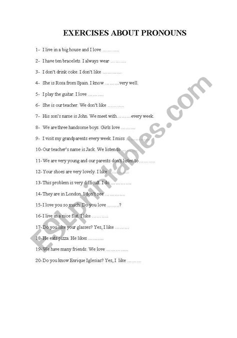 Exercises About Pronouns Esl Worksheet By Fulyakemal