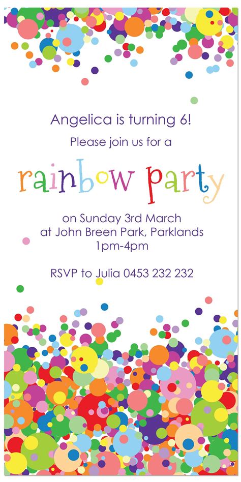 Rainbow Birthday Invitation Templates Printable Word Searches