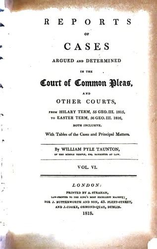 Reports of Cases Argued and Determined in the Court of Common Pleas ...