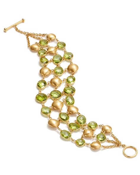 Peridot And Yellow Gold Strand Bracelet Turgeon Raine