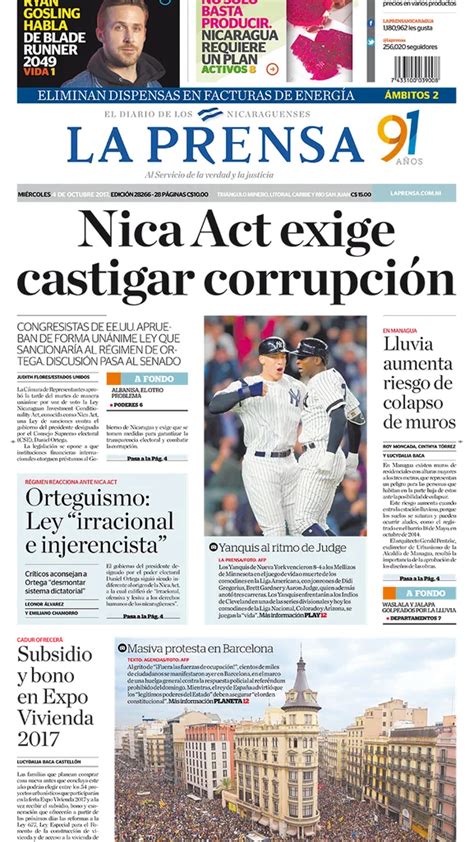 La Prensa Nicaragua Miércoles 4 De Octubre De 2017 Infobae