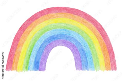 Hand-drawn rainbow isolated on a white background. A rainbow drawn with ...