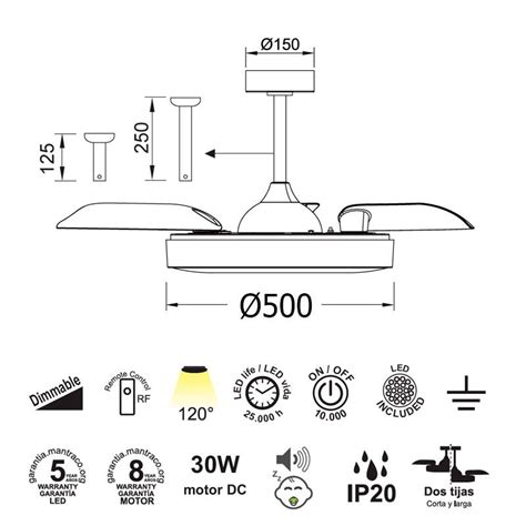 Ventilador de techo Alaska DC LED Ø106cm 2700 5000k Mantra