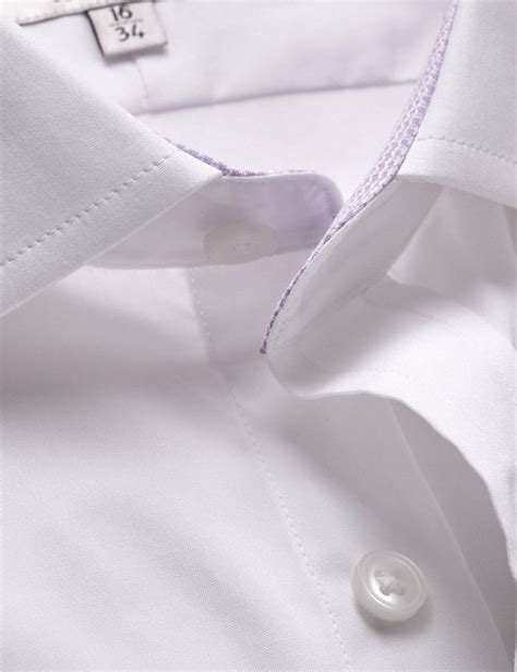 Men S White Poplin Classic Shirt With Contrast Detail Breast Pocket