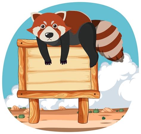 Ilustração de panda vermelho em sinal de madeira Vetor Grátis