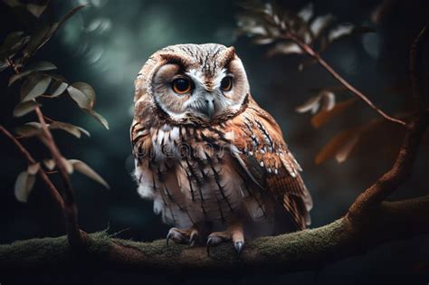 A Wise Owl Perched On A Branch With A Watercolor Background Generative