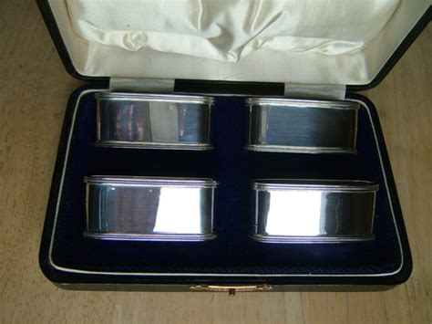 Antiques Atlas Cased Set English Silver Napkin Rings C1914