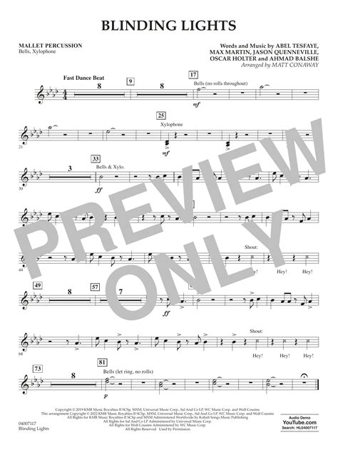 Blinding Lights Arr Matt Conaway Mallet Percussion Sheet Music