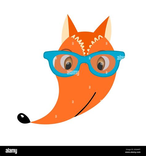 Colorful Cute Vector Fox Face In Sunglasses One Object On A White