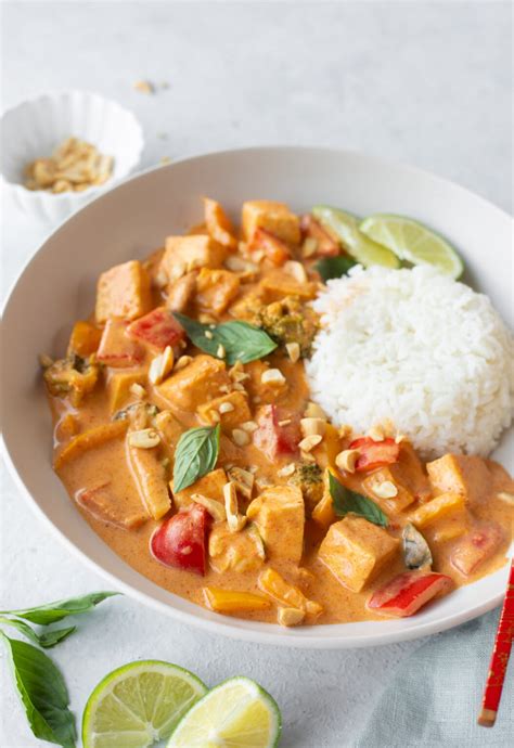 Vegan Panang Curry With Tofu And Vegetables Piping Pot Curry