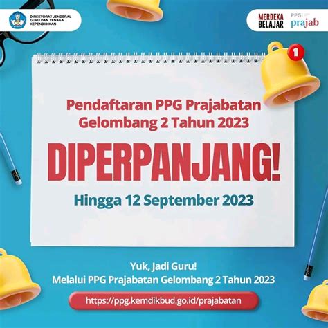 Pendaftaran PPG Prajabatan Gelombang 2 Tahun 2023 Diperpanjang