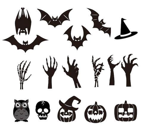 Iconos De Silueta De Vector De Feliz Halloween Vector Premium