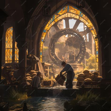 premium photo medieval mill workers