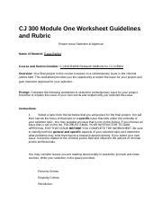 Worksheet Cj Module One Worksheet Guidelines And Rubric