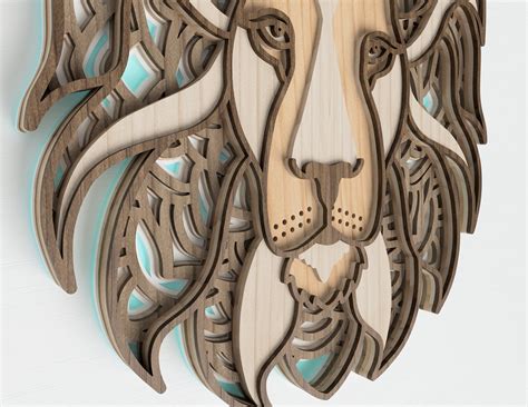 Lion Laser Cut File Layered Svg Vector Design Dxf File For Etsy