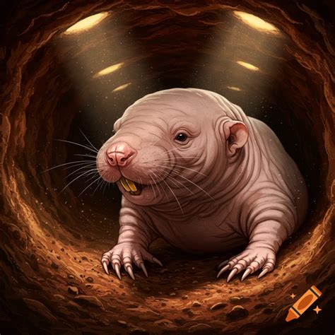 A Pink Wrinkled Naked Mole Rat With Prominent Front Teeth Stands In A