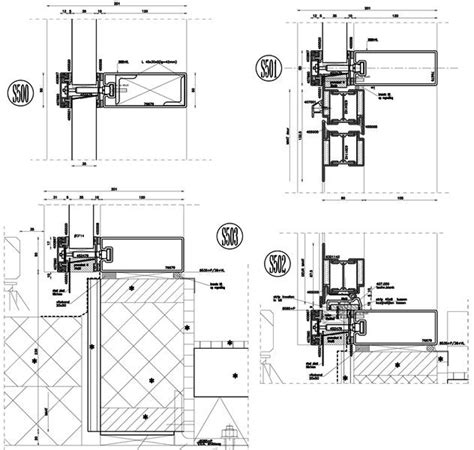 glass curtain wall detail dwg