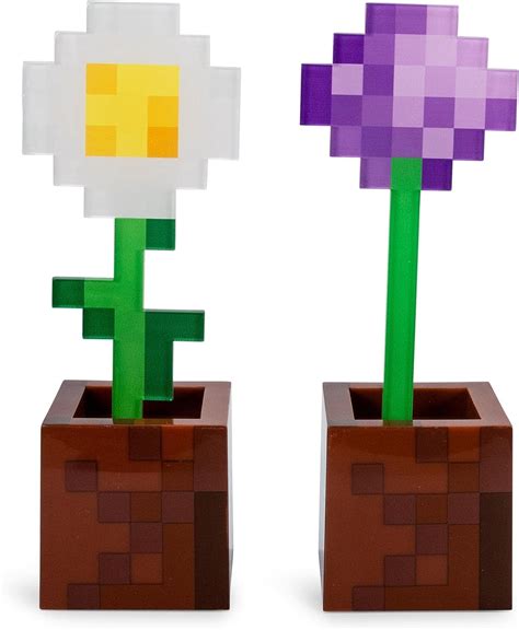 Minecraft Daisy And Allium Flower Pot Mood Lights Set Of 2 Nightstand Table Lamp