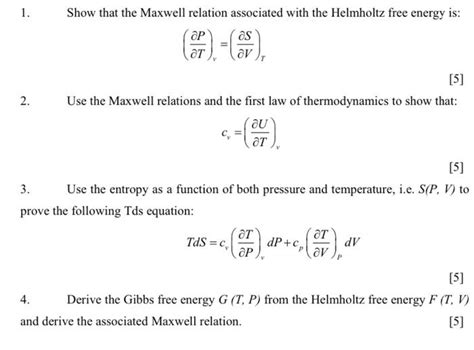 Solved Show That The Maxwell Relation Associated With The Chegg