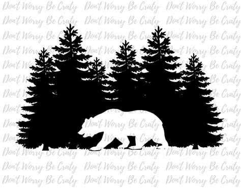 Bear And Trees Digital Download Bear Svg Bear And Trees Svg Bear