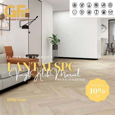 Jual Lantai SPC Vinyl Klik MARVEL HERRINGBONE Click System Flooring