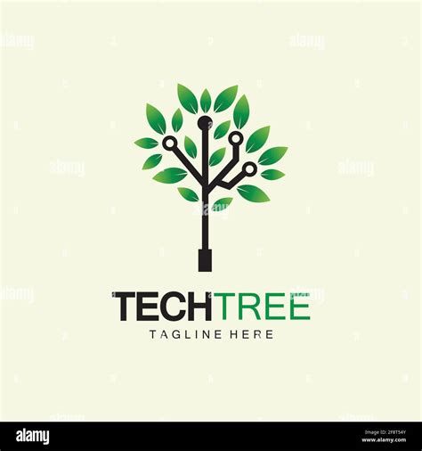 Tech Tree Logo Concept Green Network Technology Logo Vector Tech Tree