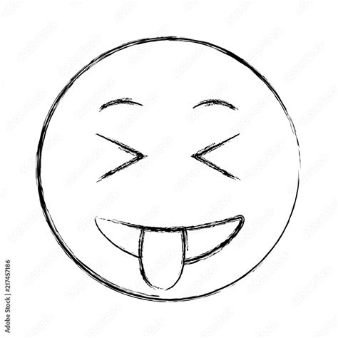 smiley face tongue out emoji hand drawing design Stock Vector | Adobe Stock