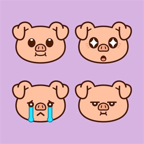 Premium Vector | Set of Cute Pig Stickers