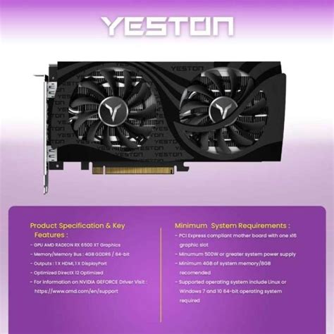 Jual Vga Card Vga Amd Yeston Rx 6500 Xt 4gb Gddr6 64bit Di Seller