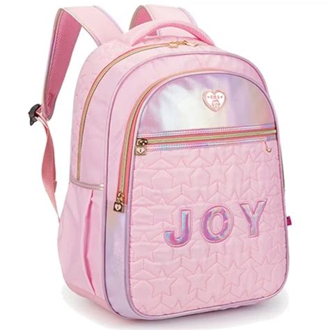 Mochila Feminina Kika Joy Azul Claro Rosa Claro Rosa Escuro Rosa