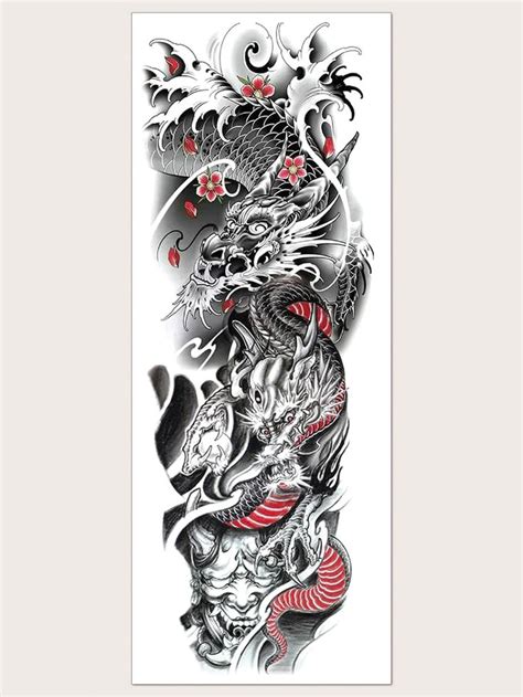 Tattoo Sticker,1 Sheet Large Half Arm Sleeve Chinese Dragon Temporary ...