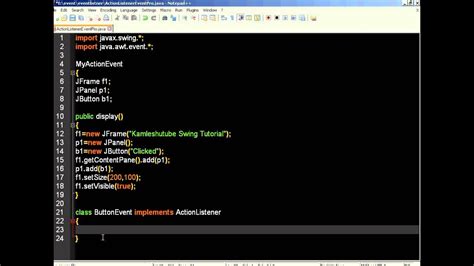 Action Listener Interface Event Listener Java Swing Tutorial