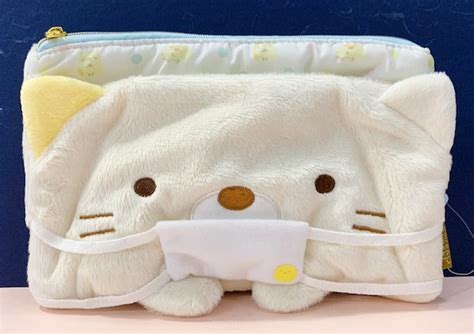 【震撼精品百貨】角落生物 Sumikko Gurashi~san X 隨身口罩收納包拉鍊收納包 貓咪68160 購物袋 Yahoo