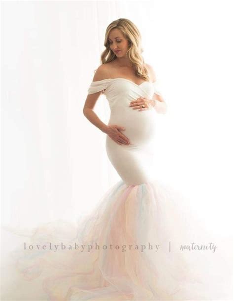 Pastel Rainbow Ariel Maternity Photoshoot Dress Onesize Chicaboo