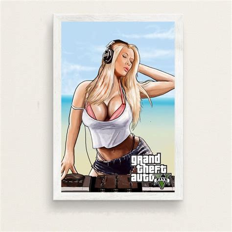 Game Cover Grand Theft Auto 5 Bikini Hot Girl Gta Poster And Print Canvas Painting Art Wall